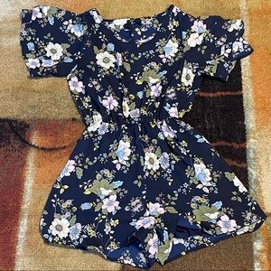 Navy Floral Shorts Romper